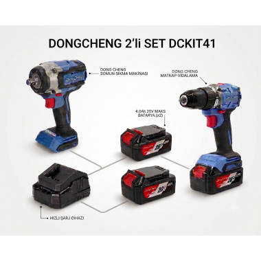 DongCheng DCKIT41 2'li Set Darbeli Vidalama + Somun Sıkma DongCheng DCKIT41 2'li Set Darbeli Vidalama + Somun Sıkma
